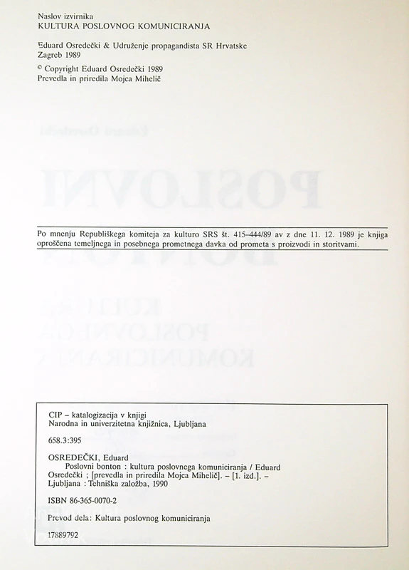 POSLOVNI BONTON, Eduard Osredečki