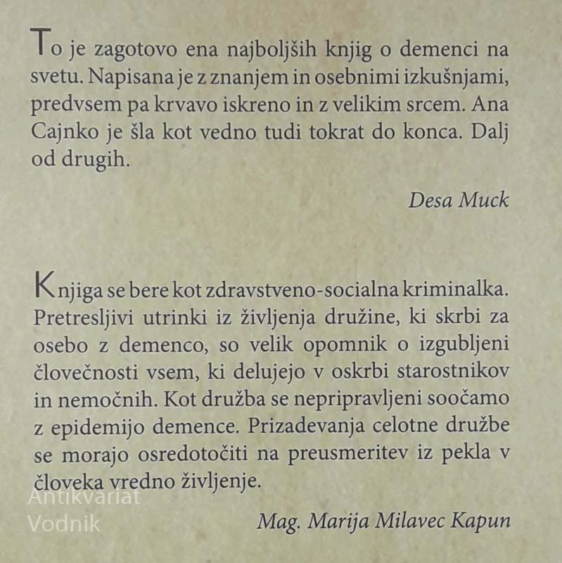 DEMENCA, MOJA UČITELJICA, Ana Cajnko