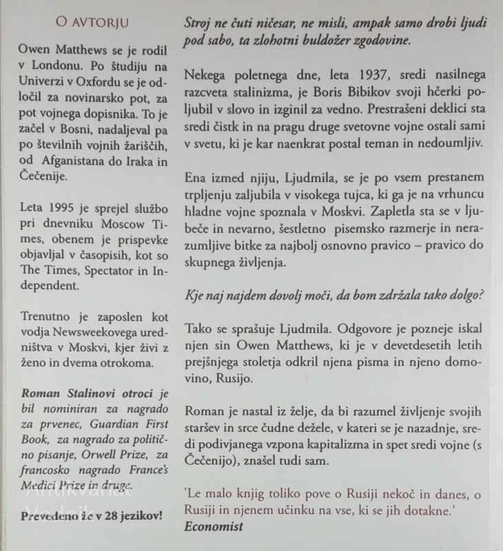 STALINOVI OTROCI; TRI GENERACIJE LJUBEZNI IN VOJNE, Owen Matthews