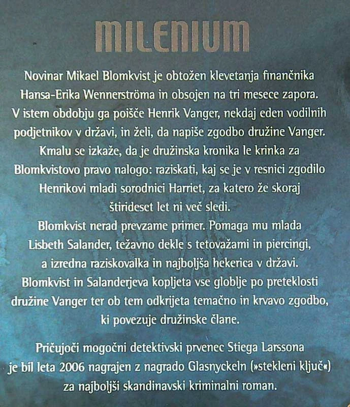 MOŠKI, KI SOVRAŽIJO ŽENSKE, Stieg Larsson