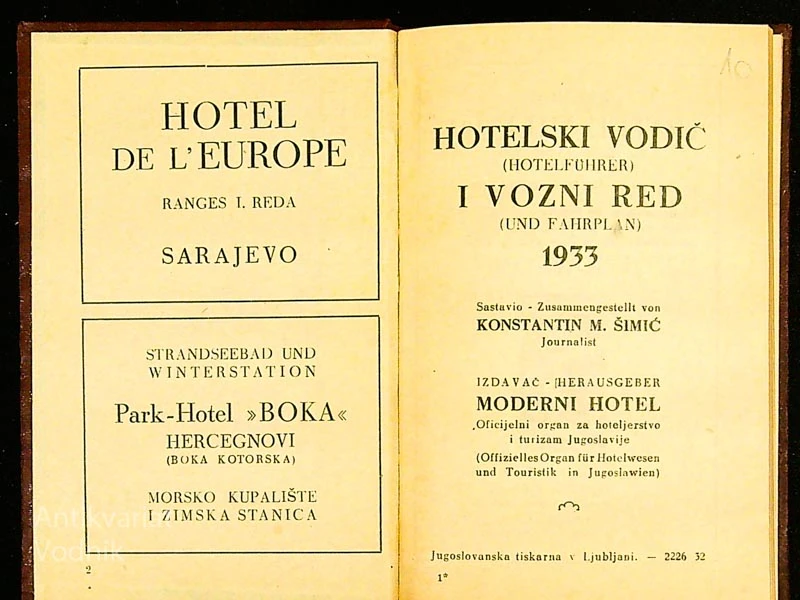HOTELFÜHRER FAHRPLAN, 1933