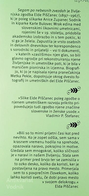 SEGAM PO NEBESNIH ZVEZDAH; ZGODBA SLIKARKE ELDE PIŠČANEC, Metka Pekle