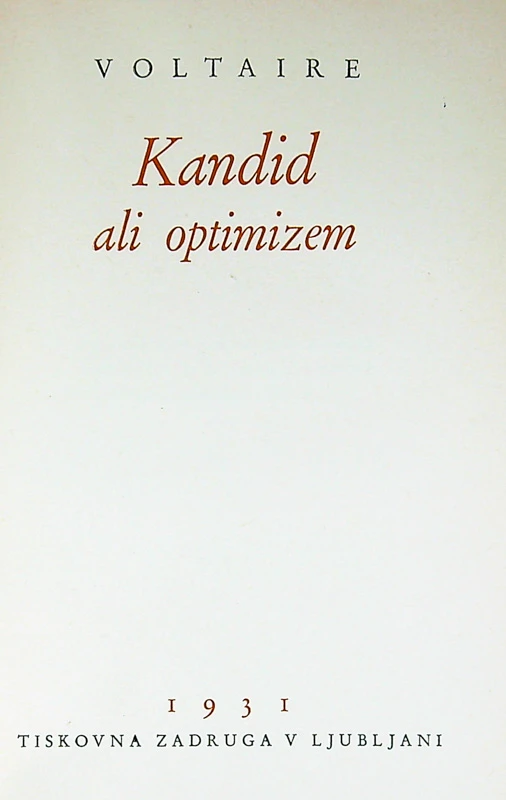 KANDID ALI OPTIMIZEM, Voltaire