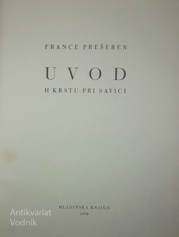 UVOD H KRSTU PRI SAVICI, France Prešeren
