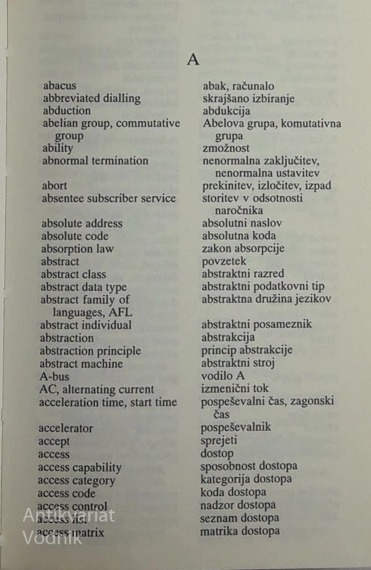 RAČUNALNIŠKI SLOVARČEK, ANG-SLO / SLO ANG