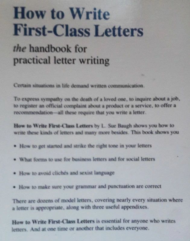 HOW TO WRITE FIRST CLASS LETTERS, L. Sue Baugh