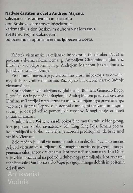 BOŽJI SLUŽABNIK ANDREJ MAJCEN – VIETNAMSKI DON BOSKO, Tone Ciglar