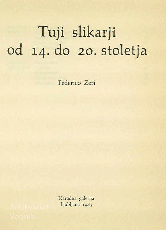 TUJI SLIKARJI od 14. do 20. stoletja