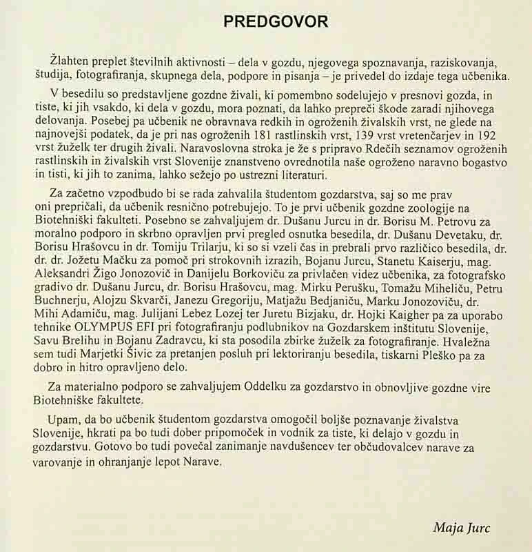 GOZDNA ZOOLOGIJA, Maja Jurc