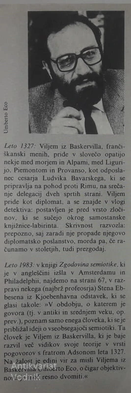 IME ROŽE, Umberto Eco