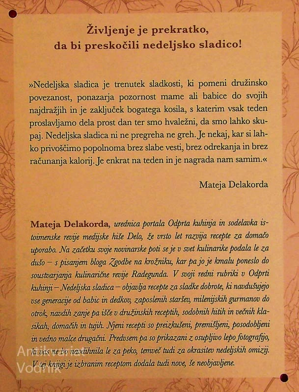 NEDELJSKE SLADICE ZA VSE GENERACIJE, Mateja Delakorda