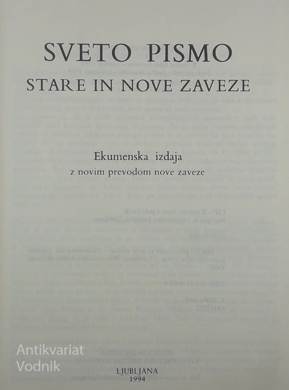 SVETO PISMO STARE IN NOVE ZAVEZE