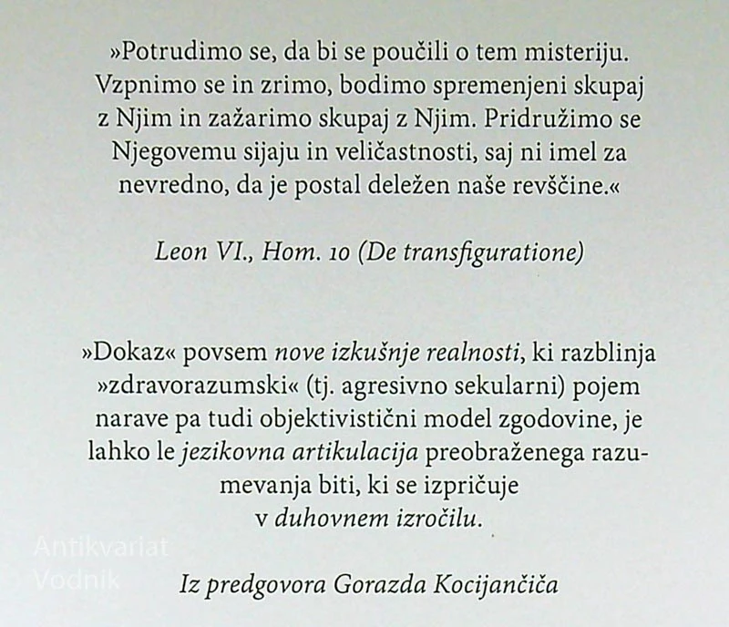 PREOBRAŽENI; ZGODNJEKRŠČANSKA TEOLOGIJA KRISTUSOVEGA SPREMENJENJA NA GORI, Jan Dominik Bogataj