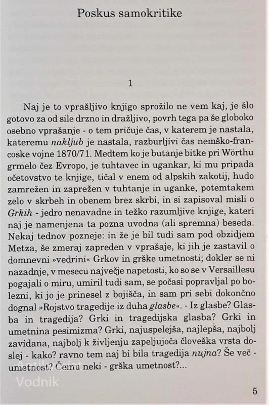 Nitzche, ROJSTVO TRAGEDIJE IZ DUHA GLASBE