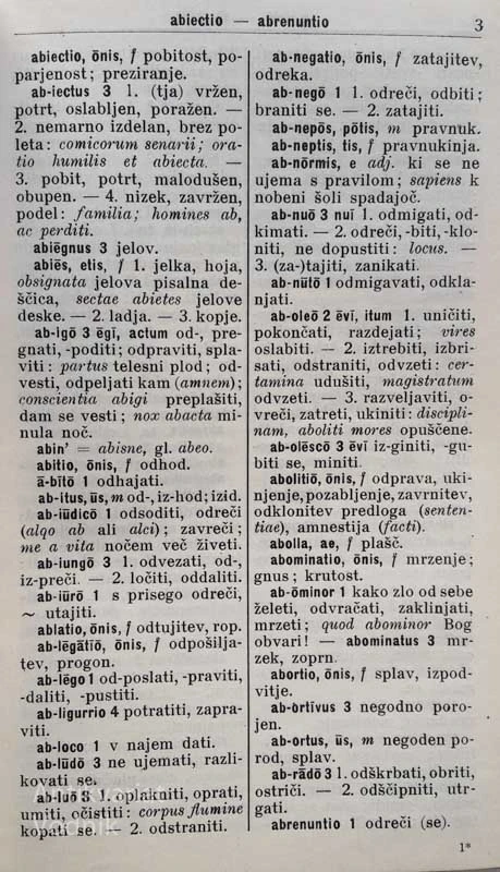 LATINSKO – SLOVENSKI SLOVAR, dr. Fr. Bradač