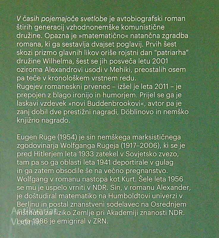 V ČASIH POJEMAJOČE SVETLOBE, Eugen Ruge