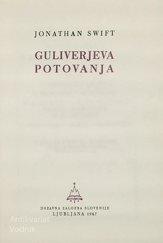 GULIVERJEVA POTOVANJA, Jonathan Swift