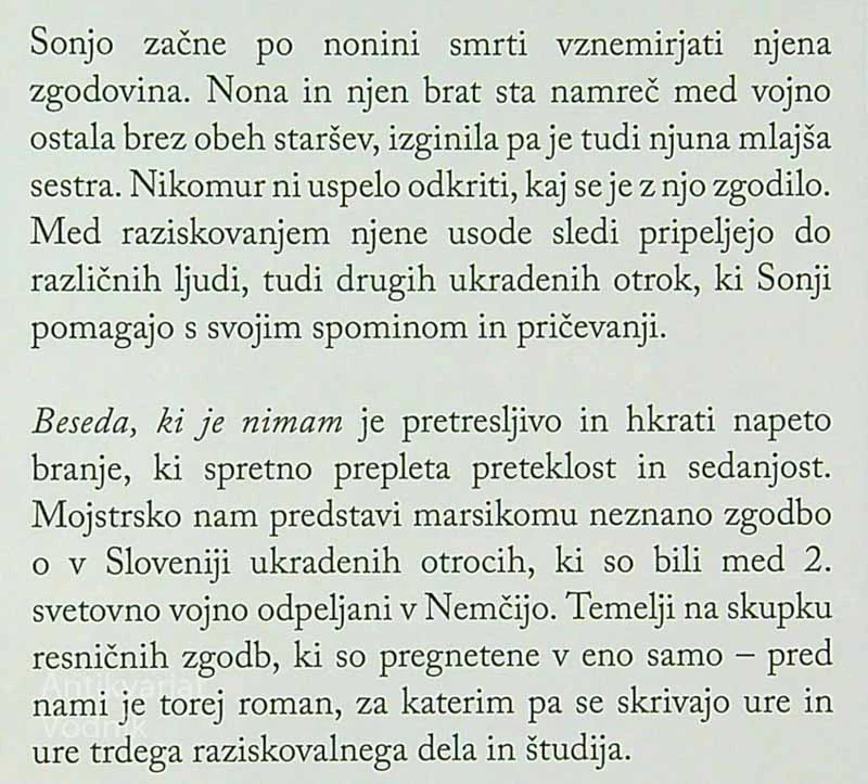 BESEDA, KI JE NIMAM, Nataša Konc Lorenzutti