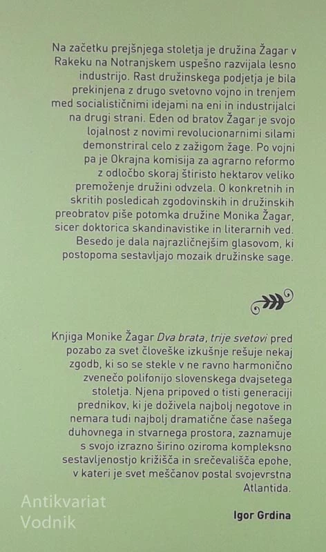 DVA BRATA, TRIJE SVETOVI, Monika Žagar