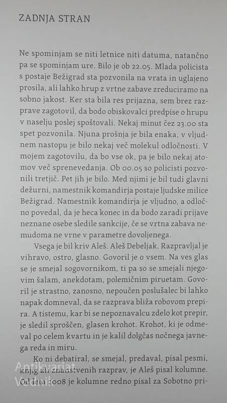 ZADNJA STRAN, Aleš Debeljak