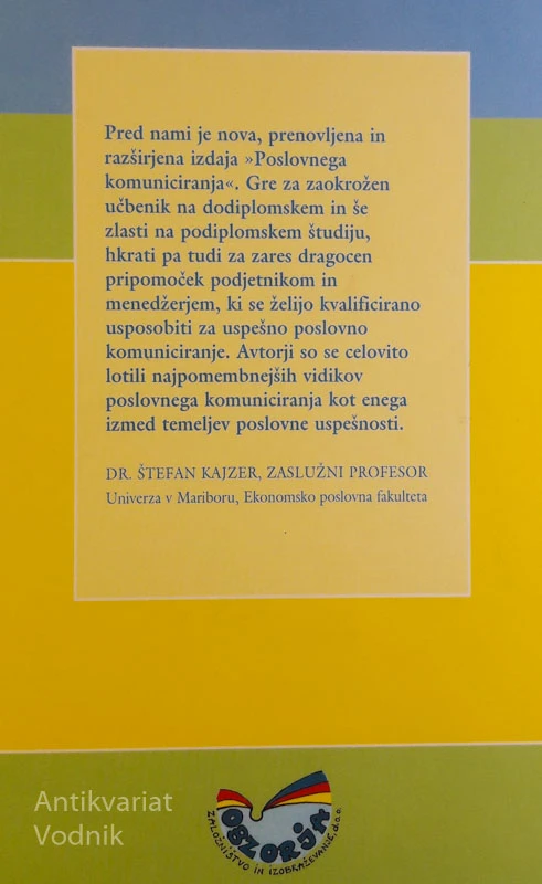 POSLOVNO KOMUNICIRAJE, evropske razsežnosti, S. Možina, M. Tavčar, N. Zupan, A. N. Kneževič