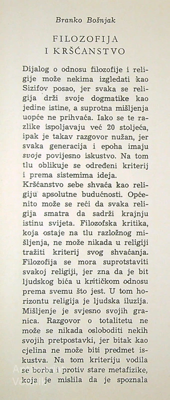FILOZOFIJA I KRŠČANSTVO, Branko Bošnjak