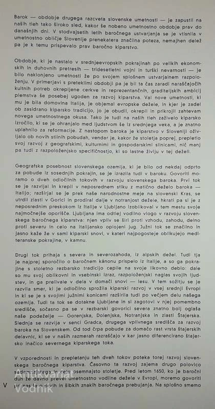 ARS SLOVENIAE; BAROČNO KIPARSTVO