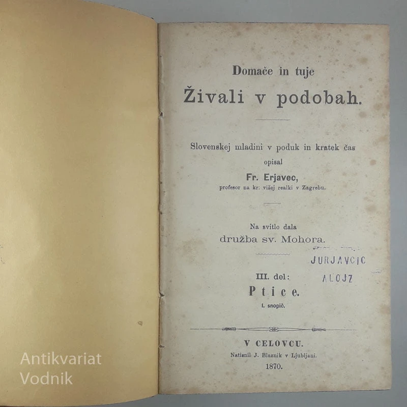 DOMAČE IN TUJE ŽIVALI V PODOBAH, Fr. Erjavec