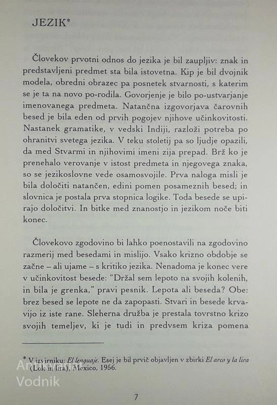BRANJE IN ZRENJE, Octavio Paz