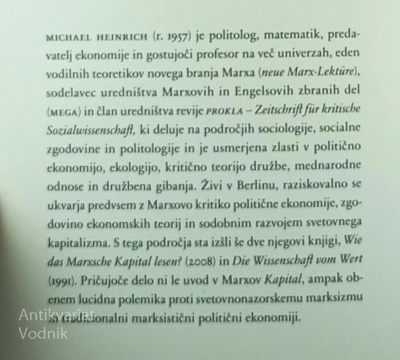 KRITIKA POLITIČNE EKONOMIJE; UVOD, Michael Heinrich