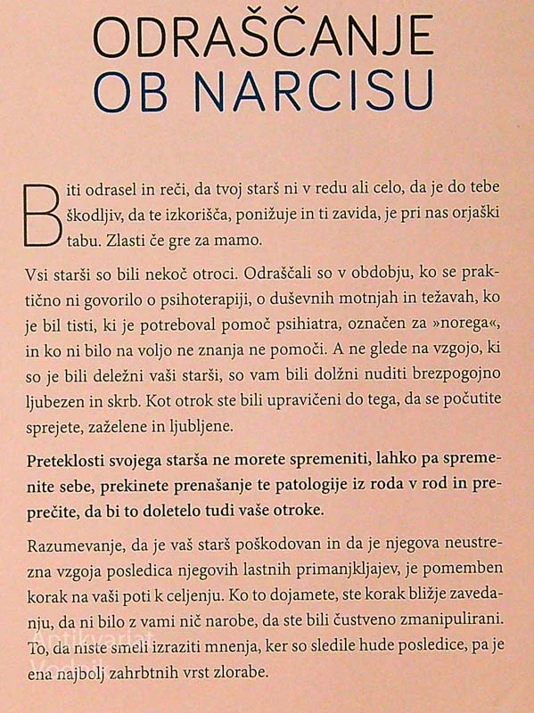 ODRAŠČANJE OB NARCISU, dr. Claire Jack