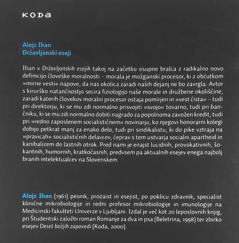 DRŽAVLJANSKI ESEJI, Alojz Ihan