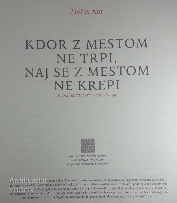 KDOR Z MESTOM NE TRPI, NAJ SE Z MESTOM NE KREPI + CATALOGUS, Dušan Kos
