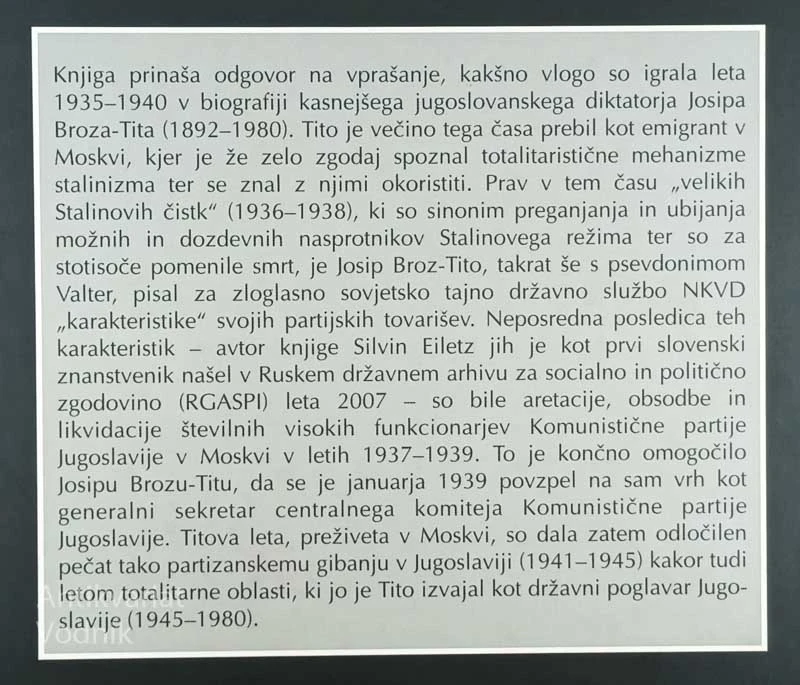 TITOVA SKRIVNOSTNA LETA V MOSKVI 1935-1940, Silvin Eiletz
