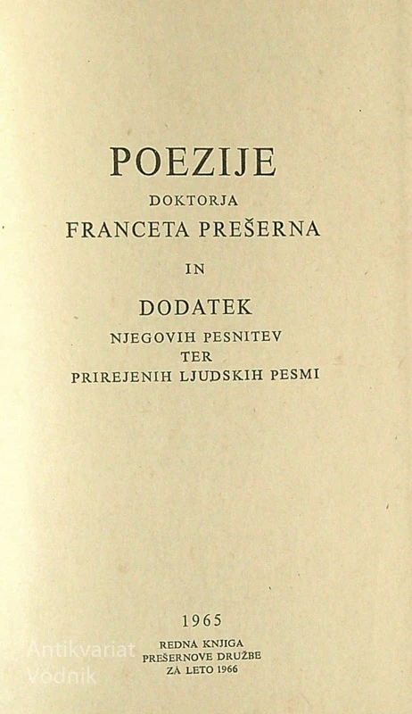 POEZIJE DOKTORJA FRANCETA PREŠERNA
