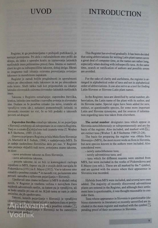 REGISTER FLORE SLOVENIJE – PRAPROTNICE IN CVETNICE, Darinka Trpin, Branko Vreš