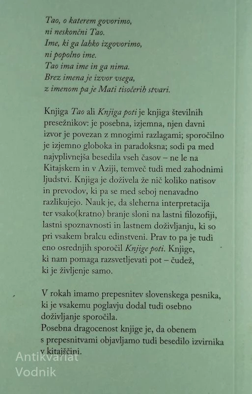 LAO TSE / TAO TE JING; KNJIGA POTI