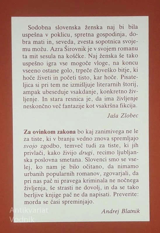 ZA OVINKOM ZAKONA, Azra Širovnik