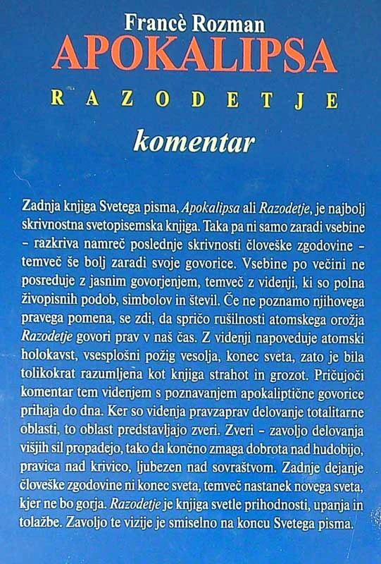 APOKALIPSA RAZODETJE; KOMENTAR, Francè Rozman