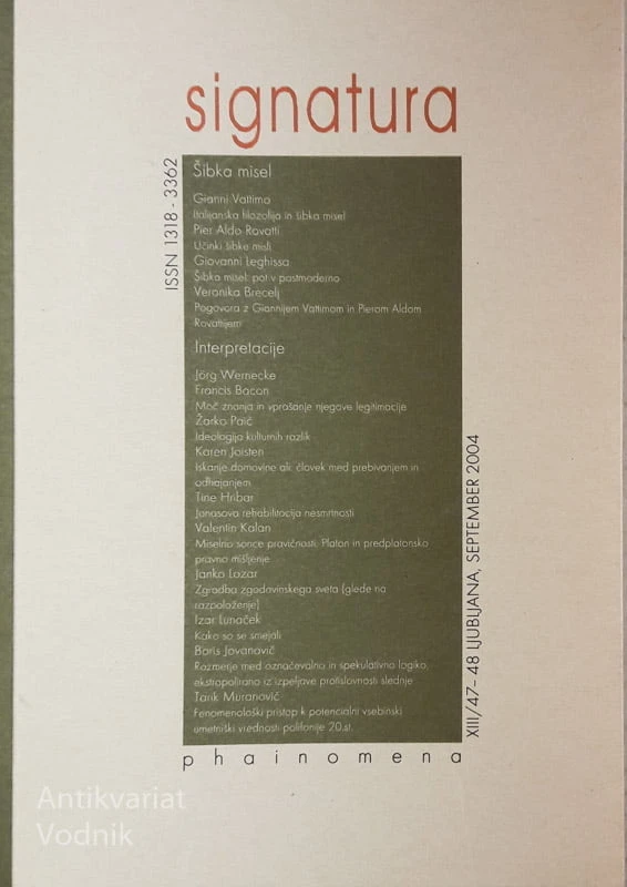 SIGNATURA, Phainomena št. 47-48