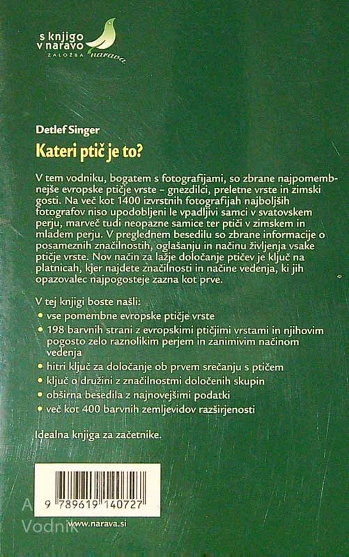 KATERI PTIČ JE TO?; PTIČI EVROPE, Detlef Singer