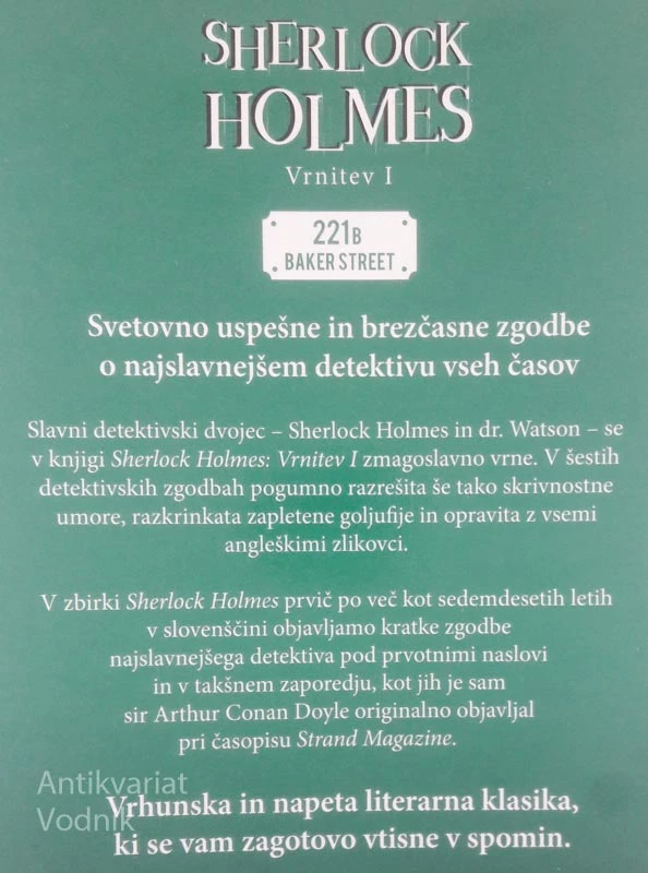 SHERLOCK HOLMES: VRNITEV I. in II. del, Sir Arthur Conan Doyle