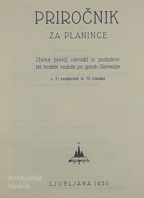 PRIROČNIK ZA PLANINCE, Dr. A. Brilej