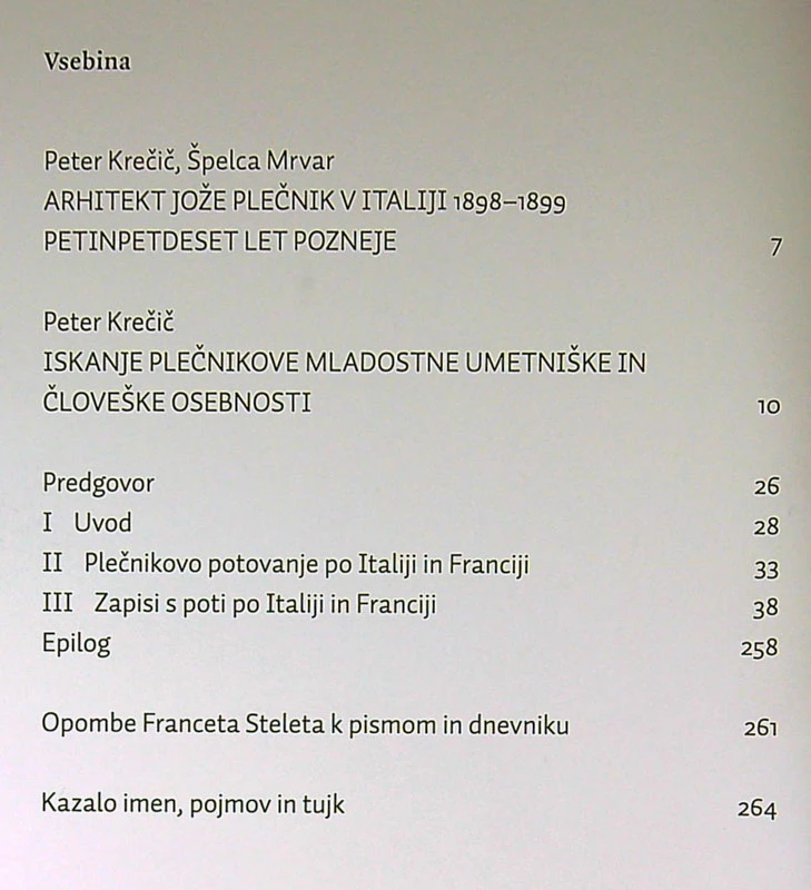 ARHITEKT JOŽE PLEČNIK V ITALIJI, 1898 – 1899, France Stele