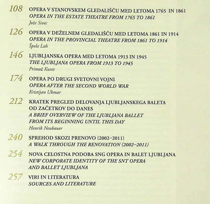 ZLITJE STOLETIJ; OPERA IN BALET LJUBLJANA