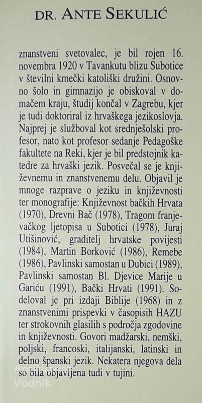 OLIMIJE V XVII. IN XVIII. STOLETJU, Dr. Ante Sekulić