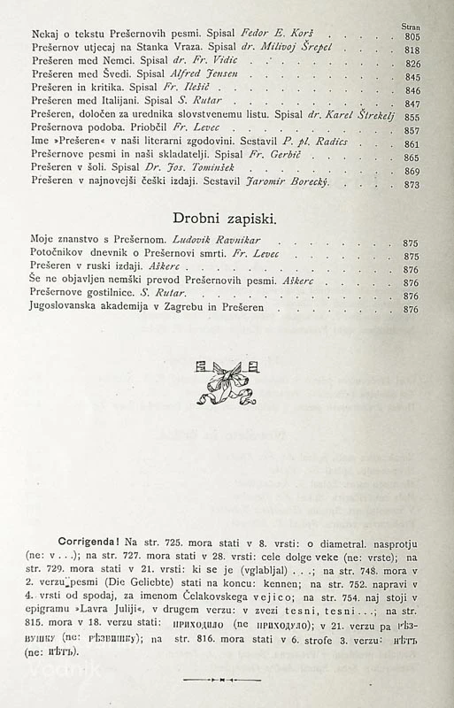 PREŠERNOV ALBUM; OB STOLETNICI PESNIKOVEGA ROJSTVA (1800 – 3./XII. – 1900)