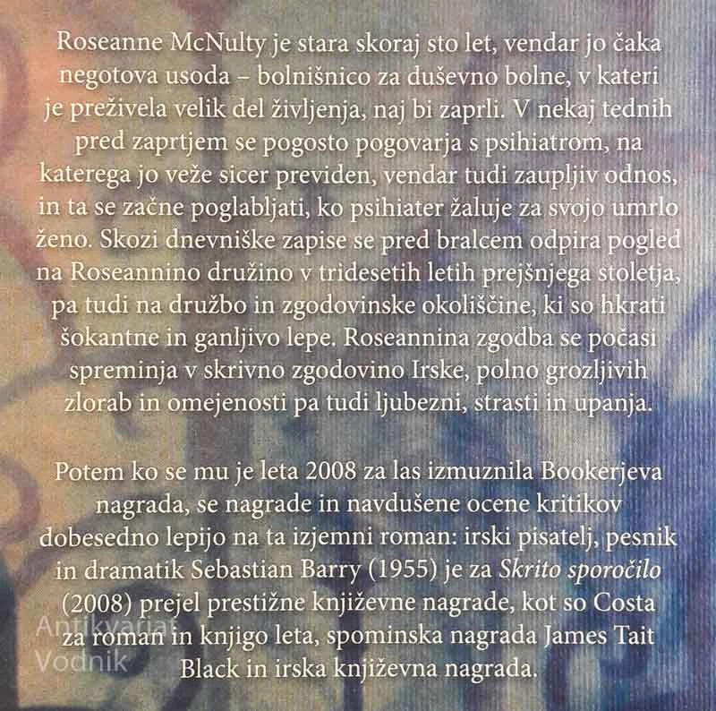 SKRITO SPOROČILO, Sebastian Barry
