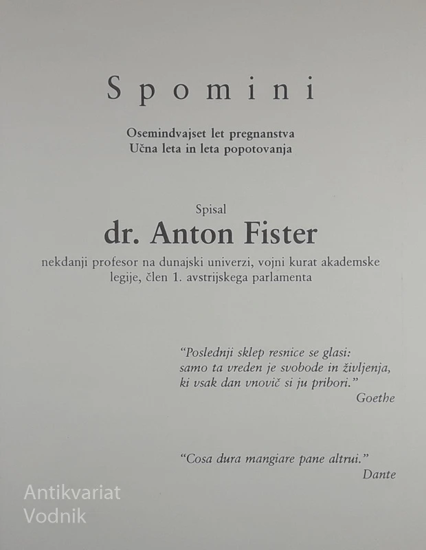 IZBRANI SPISI, Anton Fister