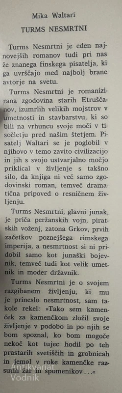 TURMS NESMRTNI, Mika Waltari